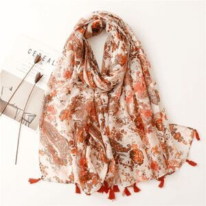 2/$30 Ladies Retro Floral Filigree Ladies Lightweight Scarf